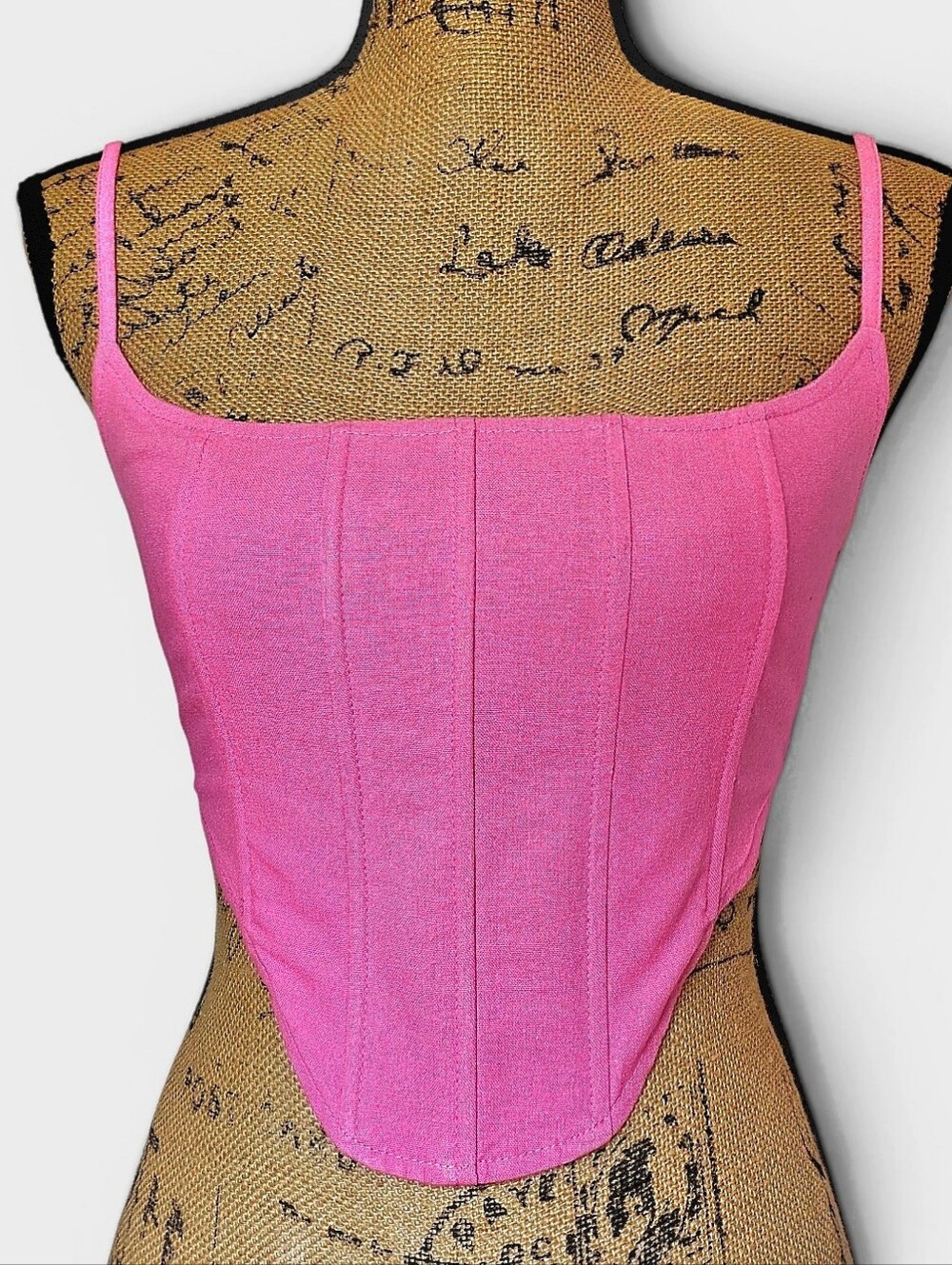 El Clet Pink Corset Tank Top Y2K Coquette Fitted Top Adjustable Straps, Size S - Picture 3 of 5